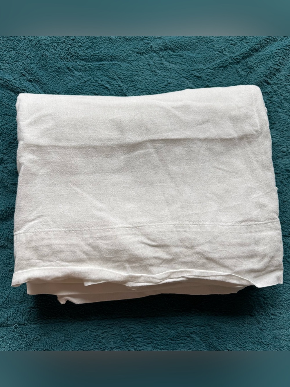 Casaluna King Flat Sheet Linen Blend White Lyocell Breathable Natural Minimalist